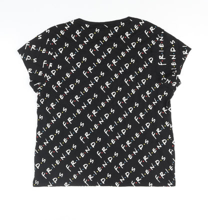 Womens UK Size 8 Friends Black Basic T-Shirt