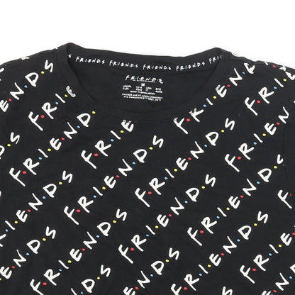 Womens UK Size 8 Friends Black Basic T-Shirt