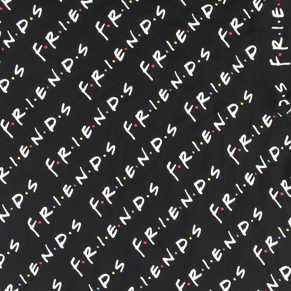 Womens UK Size 8 Friends Black Basic T-Shirt