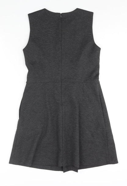 Uniqlo Womens Grey Polyester A-Line Size S Round Neck Zip - Closed Vent