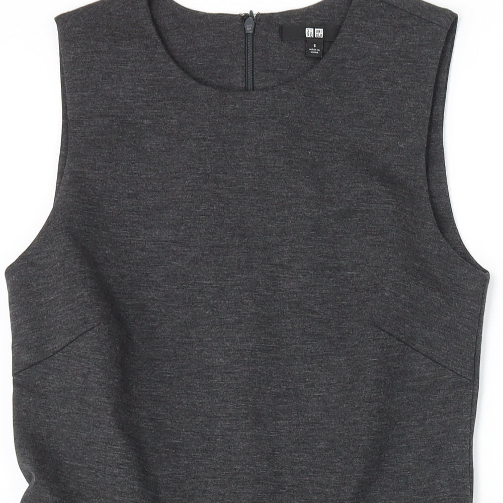 Uniqlo Womens Grey Polyester A-Line Size S Round Neck Zip - Closed Vent