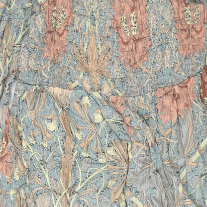 NEXT Womens Multicoloured Geometric Cotton Shift Size 12 Off the Shoulder Pullover - Rouched William Morris Print