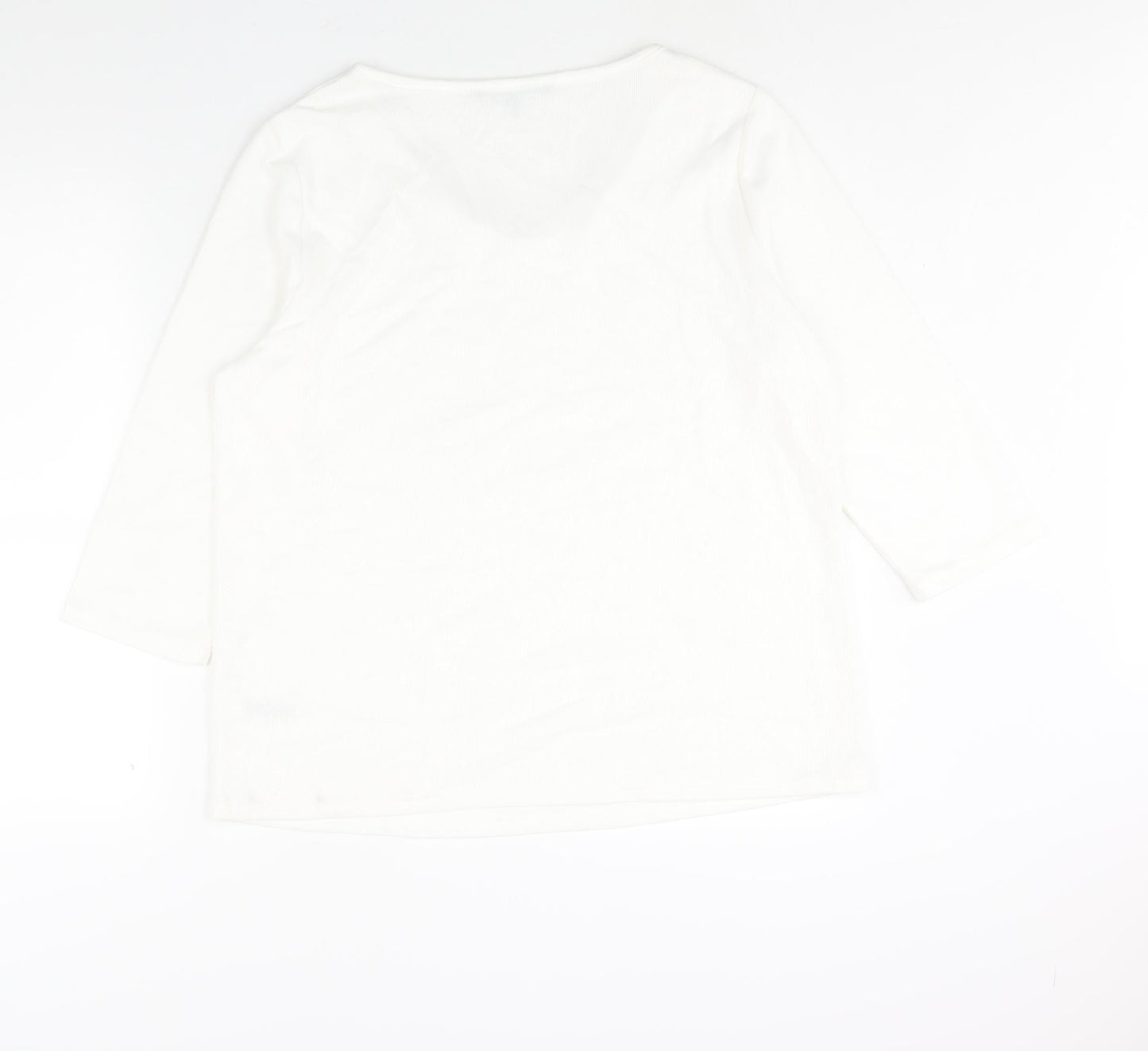 Bonmarché Womens White Polyester Basic Blouse Size 18 V-Neck - Stud Detail