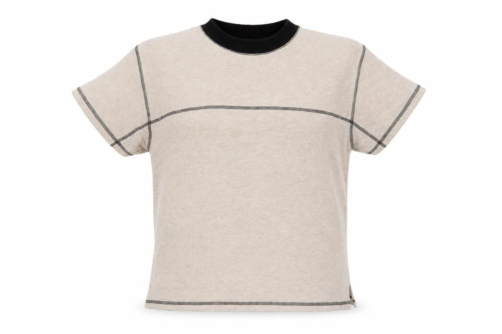 Front view of Blood Brother women’s beige cotton pullover sweatshirt, size S, pullover - embroidered
