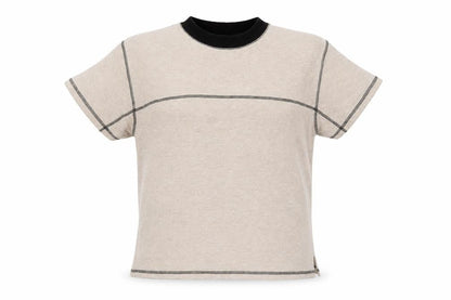 Front view of Blood Brother women’s beige cotton pullover sweatshirt, size S, pullover - embroidered