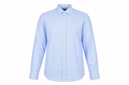 Marks and Spencer Mens Blue Plaid Cotton Button-Up Size 15 Collared Button