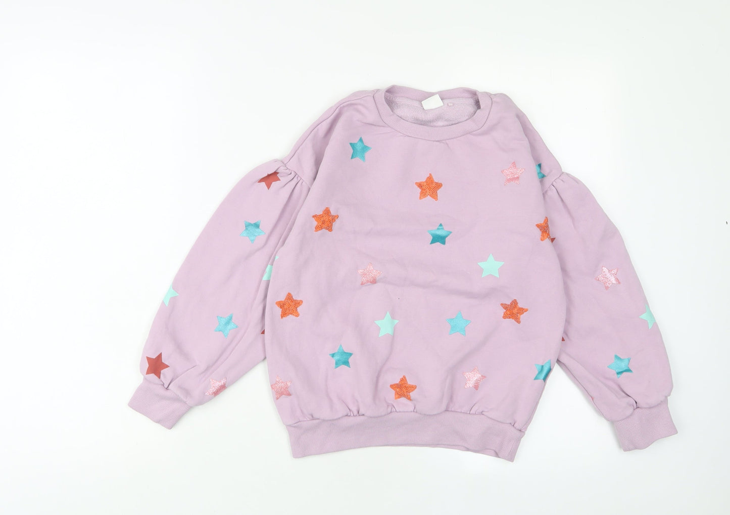 NEXT Girls Purple Geometric Cotton Pullover Sweatshirt Size 10 Years Pullover - Glitter