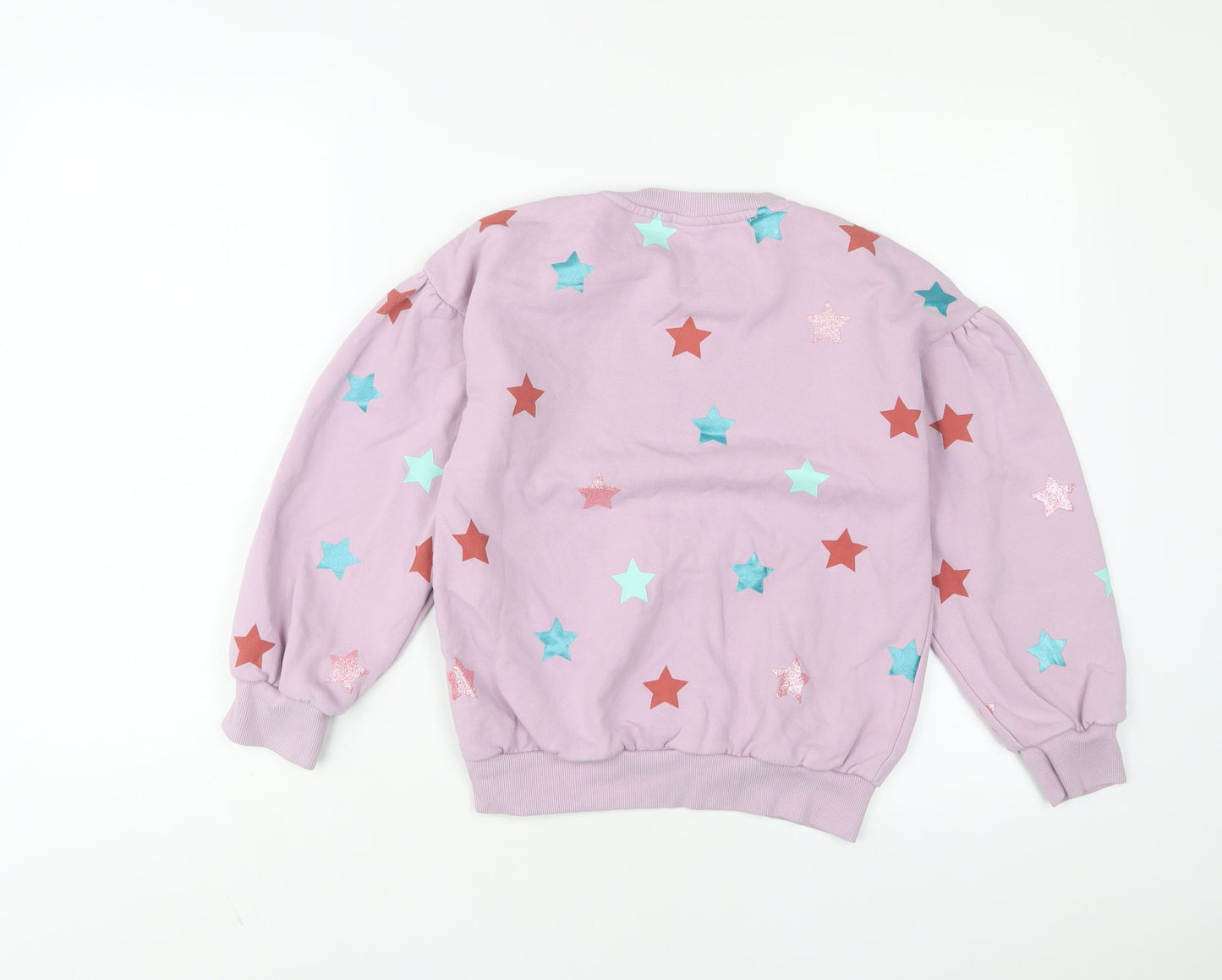 NEXT Girls Purple Geometric Cotton Pullover Sweatshirt Size 10 Years Pullover - Glitter