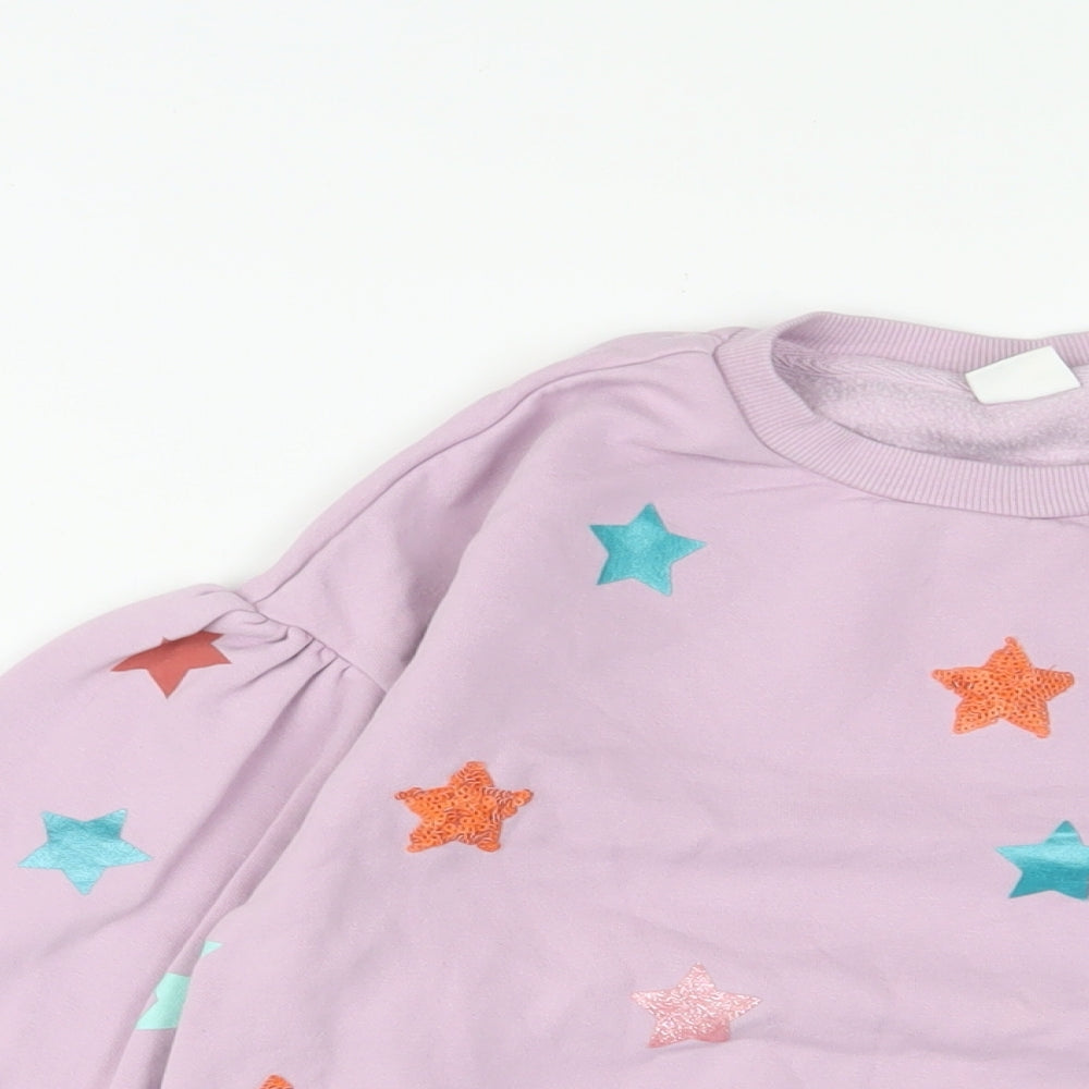 NEXT Girls Purple Geometric Cotton Pullover Sweatshirt Size 10 Years Pullover - Glitter