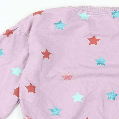 NEXT Girls Purple Geometric Cotton Pullover Sweatshirt Size 10 Years Pullover - Glitter