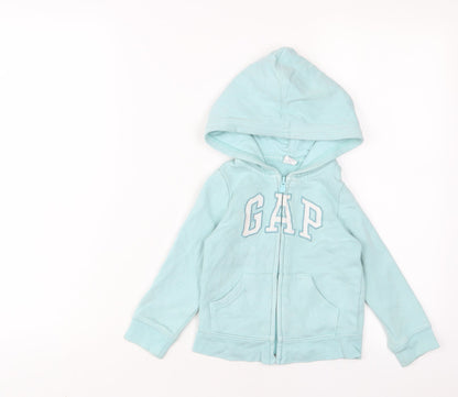 Gap Girls Blue Cotton Full Zip Hoodie Size 3 Years Zip