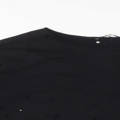 Boohoo Womens Black Cotton Pullover Sweatshirt Size 14 Pullover