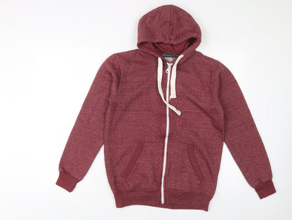 Love My Fashion Mens Red Cotton Full Zip Hoodie Size L