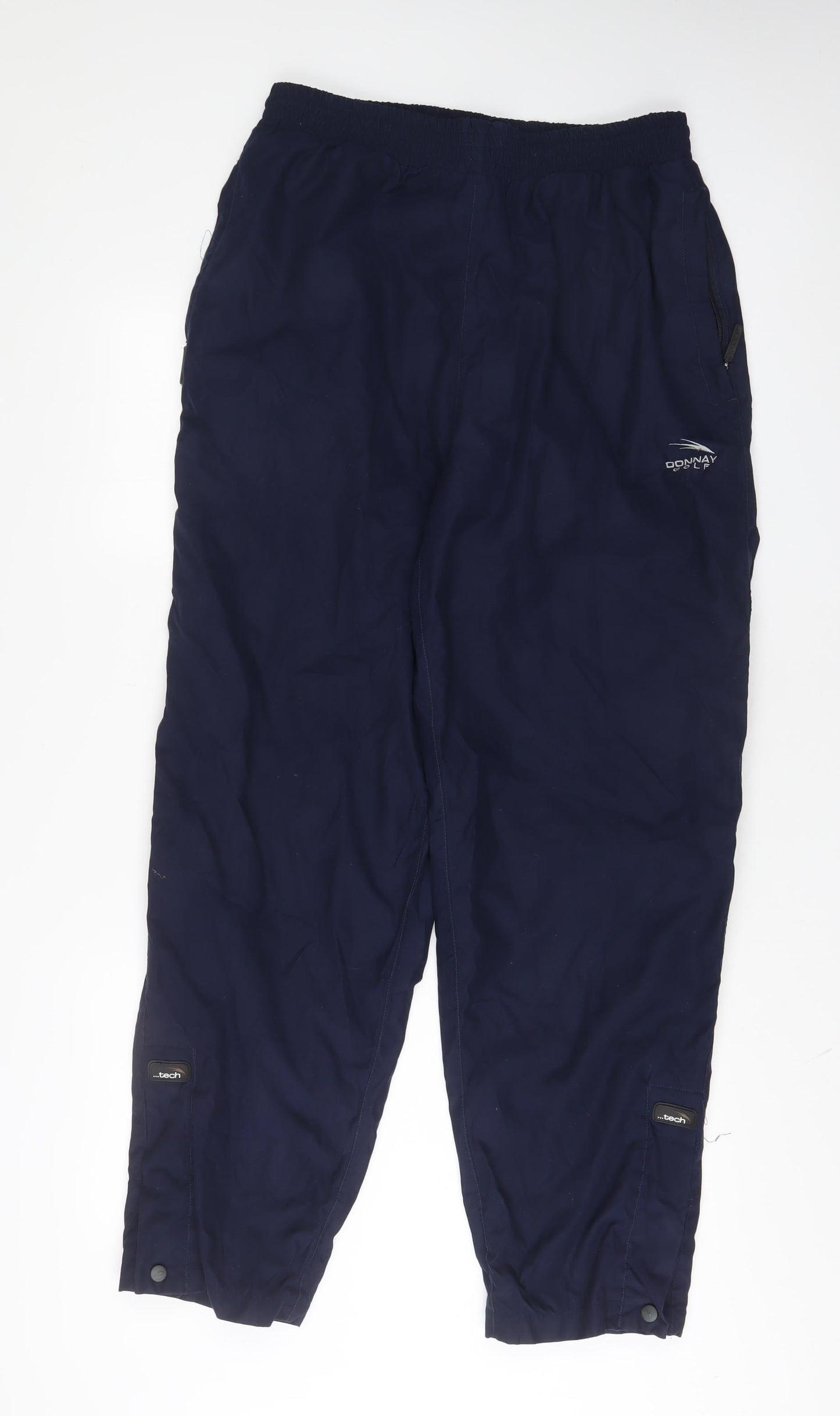 Donnay Mens Blue Polyester Windbreaker Trousers Size M L31 in Regular Drawstring - Zip Pockets