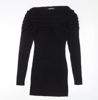 Follements Womens Black Acrylic Jumper Dress Size S Boat Neck Pullover - S/M