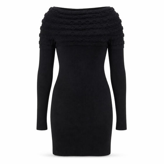 Follements Womens Black Acrylic Jumper Dress Size S Boat Neck Pullover - S/M