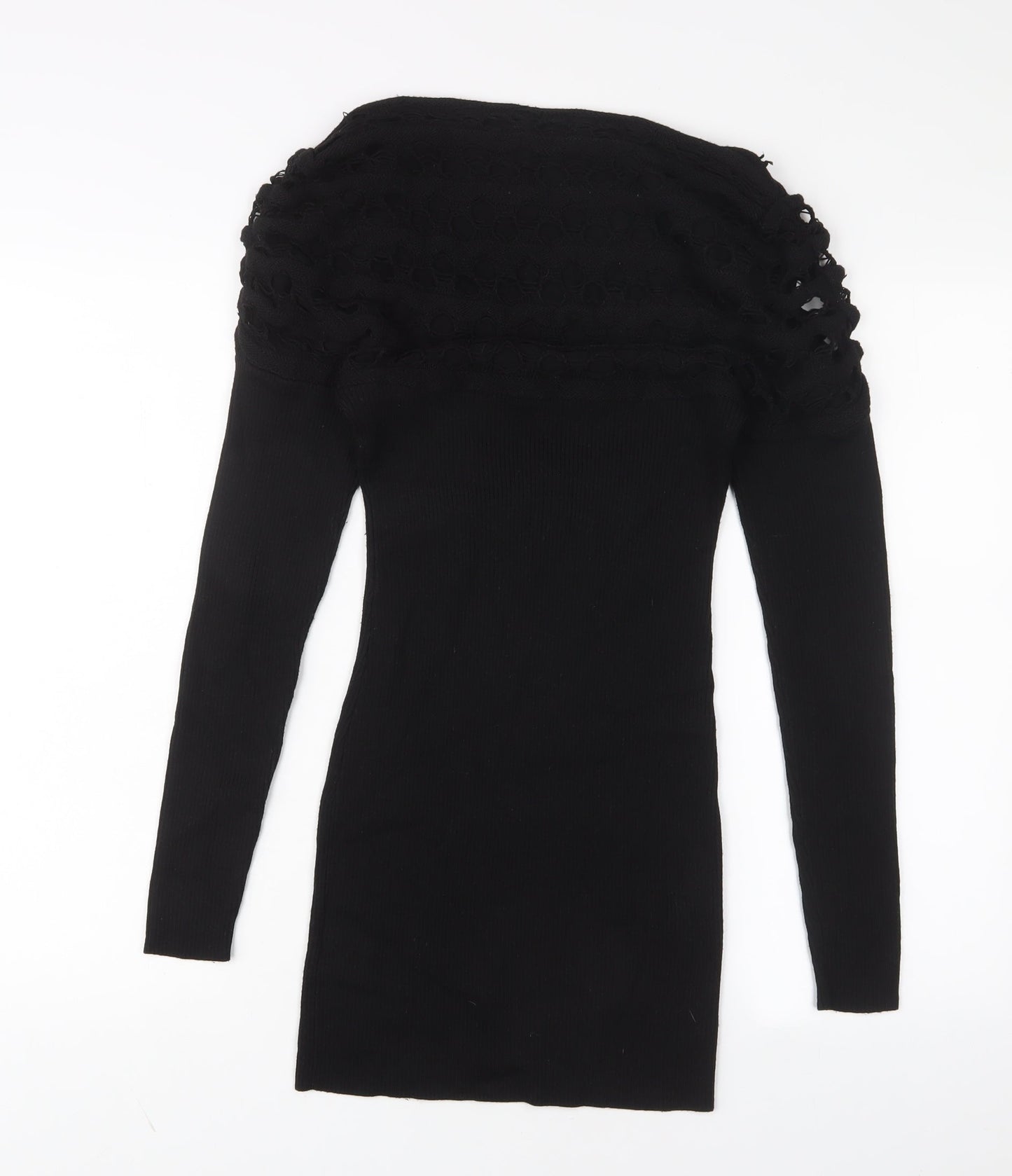 Follements Womens Black Acrylic Jumper Dress Size S Boat Neck Pullover - S/M