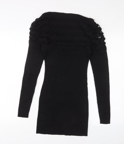 Follements Womens Black Acrylic Jumper Dress Size S Boat Neck Pullover - S/M