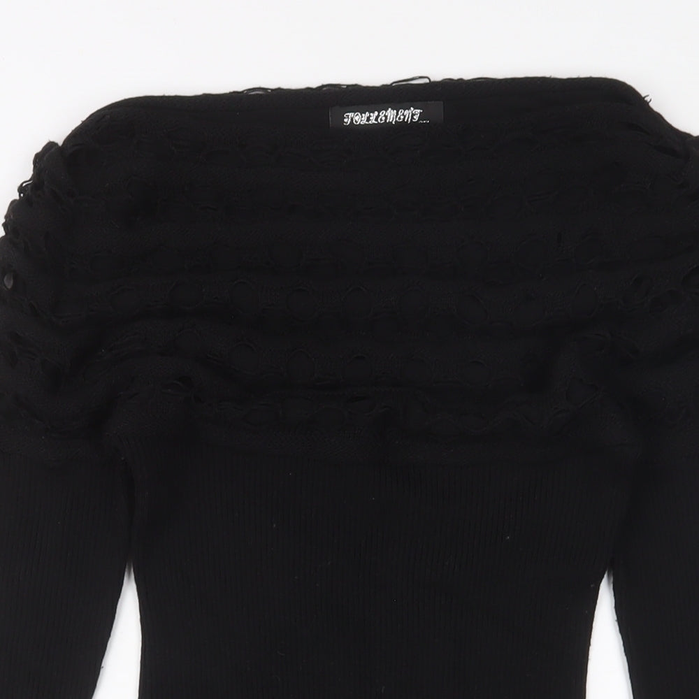 Follements Womens Black Acrylic Jumper Dress Size S Boat Neck Pullover - S/M