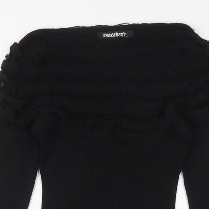 Follements Womens Black Acrylic Jumper Dress Size S Boat Neck Pullover - S/M