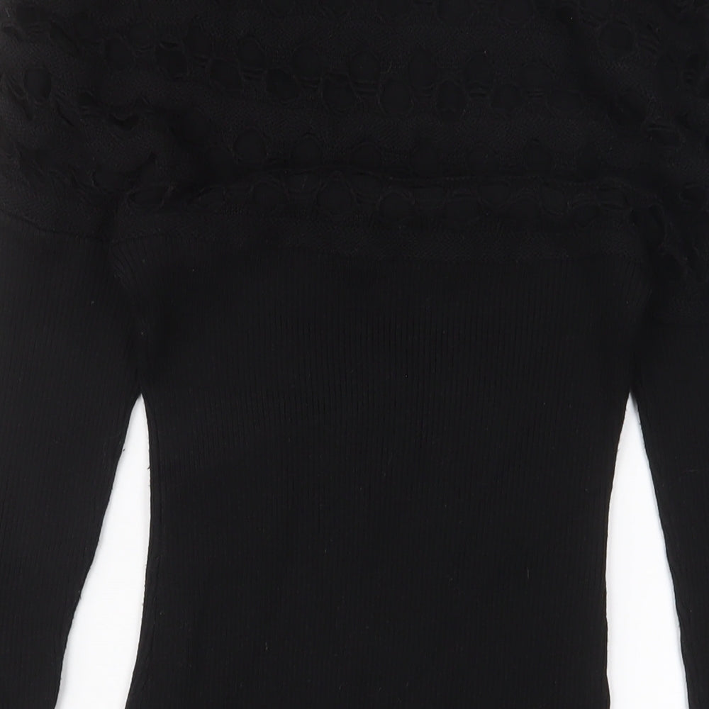 Follements Womens Black Acrylic Jumper Dress Size S Boat Neck Pullover - S/M