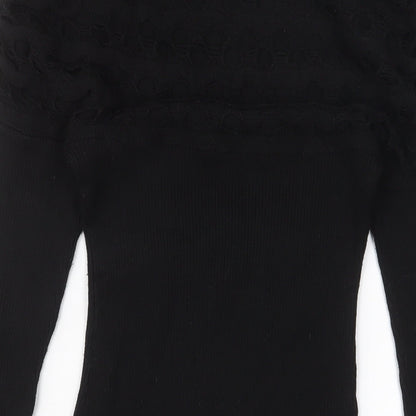 Follements Womens Black Acrylic Jumper Dress Size S Boat Neck Pullover - S/M