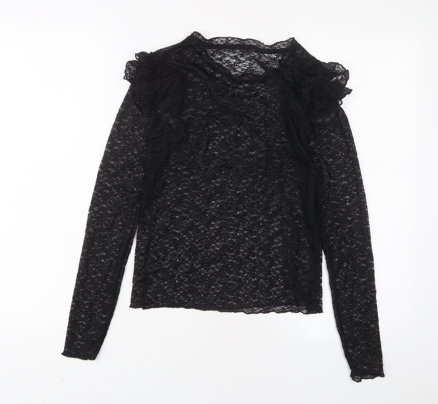 Womens UK Size XS Mango Black Basic T-Shirt