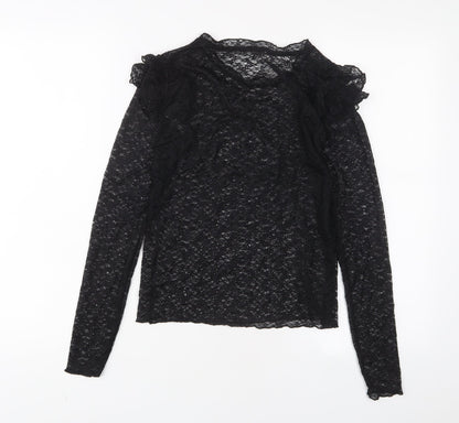 Womens UK Size XS Mango Black Basic T-Shirt