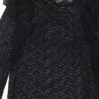 Womens UK Size XS Mango Black Basic T-Shirt