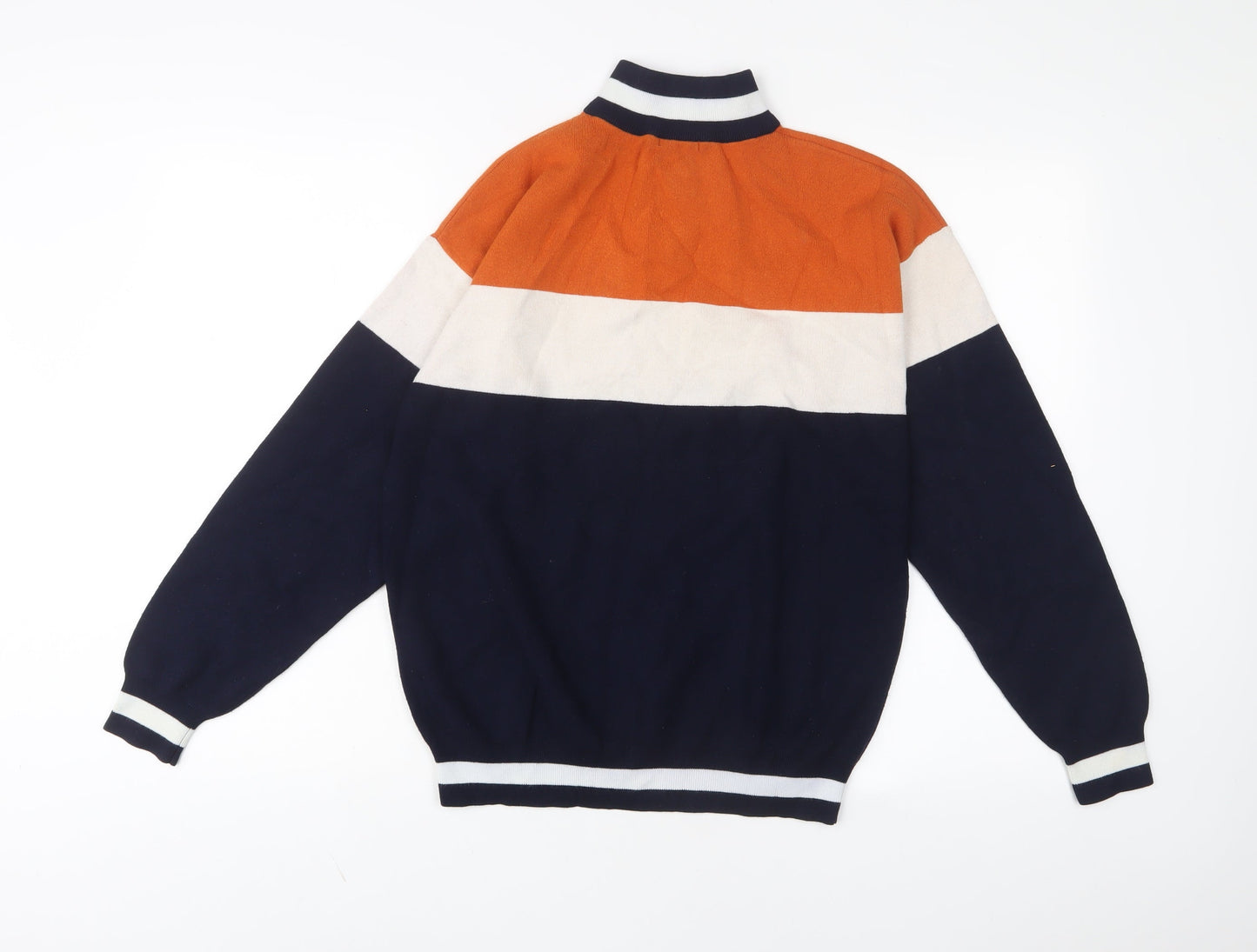 Hybrid Vision Mens Multicoloured High Neck Striped Acrylic Pullover Jumper Size S Long Sleeve