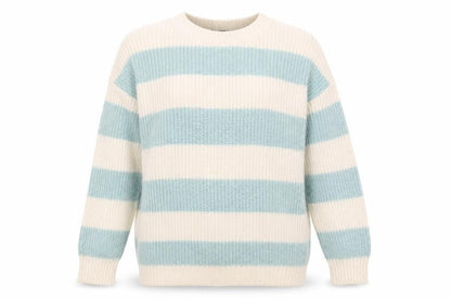 New Look Womens Beige Crew Neck Striped Acrylic Pullover Jumper Size S