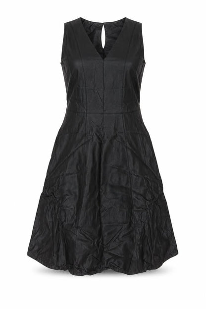 Dorothy Perkins Womens Black Polyurethane A-Line Size 10 V-Neck Zip