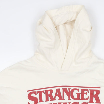 H&M Boys White Cotton Pullover Hoodie Size 14-15 Years Pullover - Stranger Things Icons