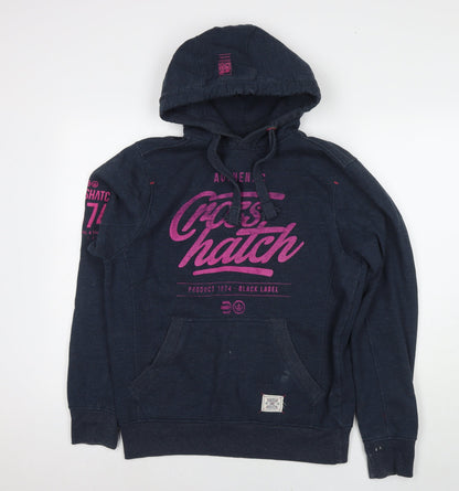 Crosshatch Womens Blue Polyester Pullover Hoodie Size L Pullover - Logo