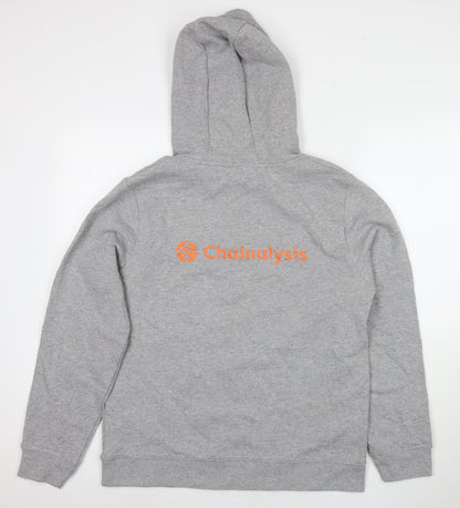 Henbury Mens Grey Cotton Pullover Hoodie Size M