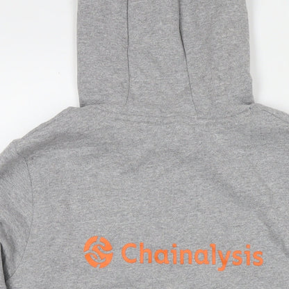 Henbury Mens Grey Cotton Pullover Hoodie Size M