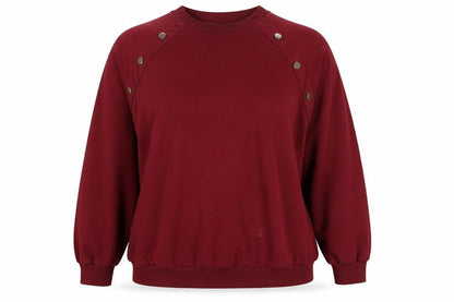 Front view of JD Williams women’s red cotton pullover sweatshirt, size UK 16, pullover