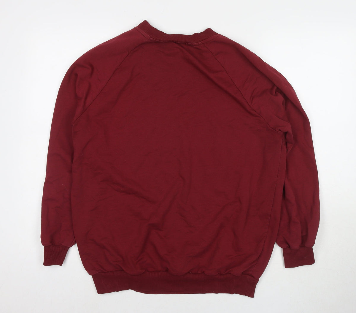 Back view of JD Williams women’s red cotton pullover sweatshirt, size UK 16, pullover
