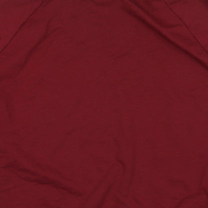 Brand and care label for JD Williams women’s red cotton pullover sweatshirt, size UK 16, pullover