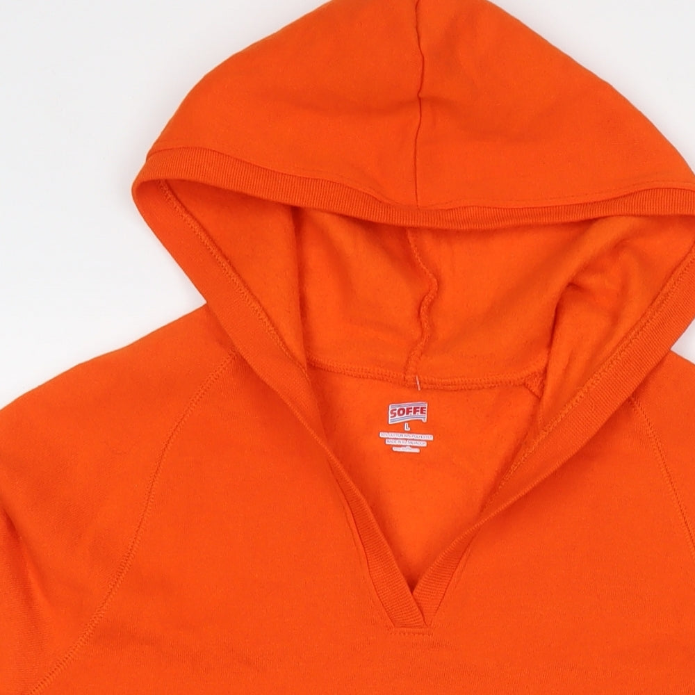 Soffe Womens Orange Cotton Pullover Hoodie Size L Pullover