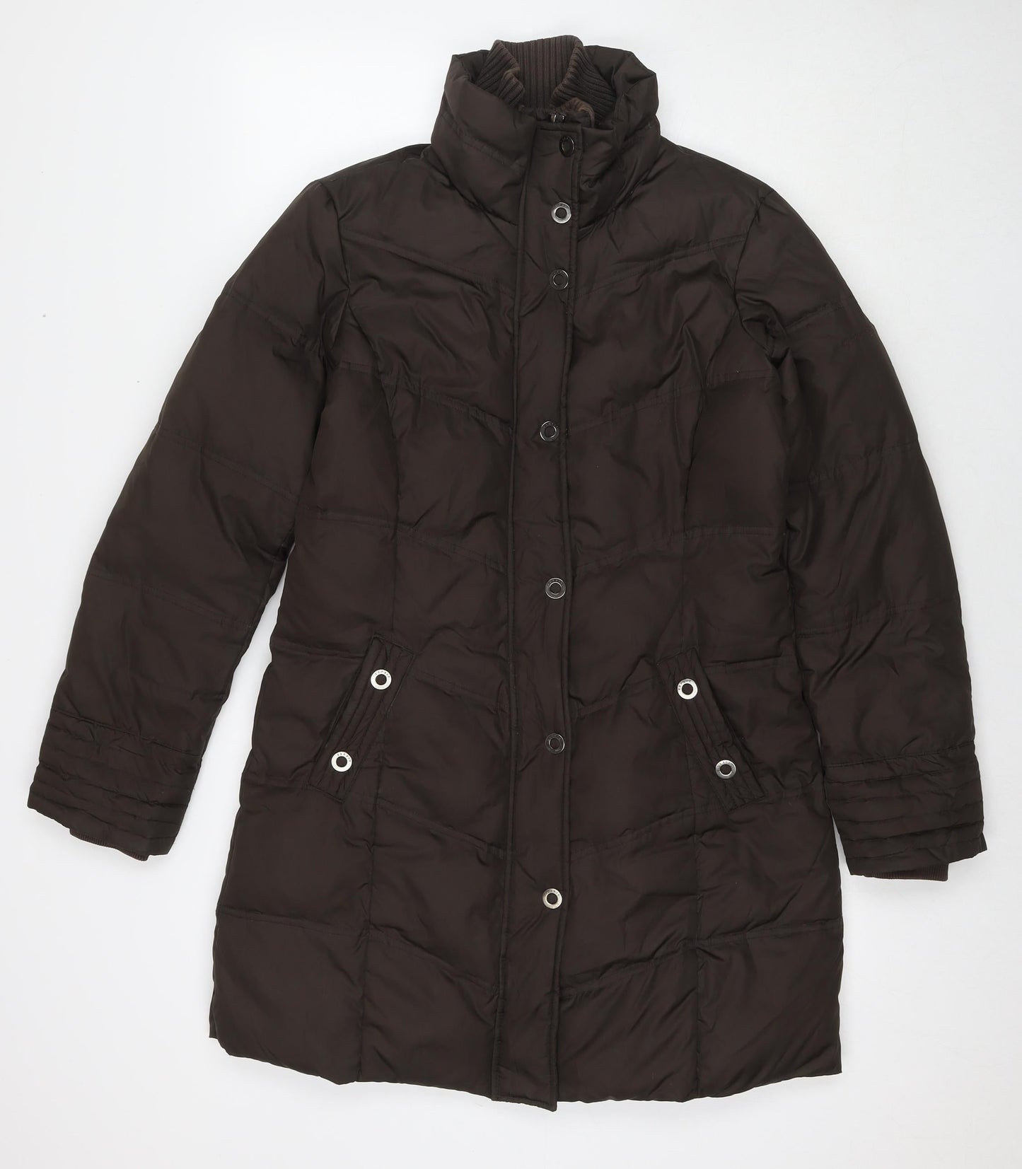 Esprit Womens Brown Quilted Jacket Size 10 Zip