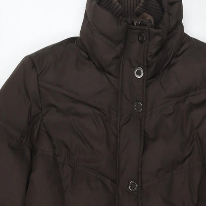 Esprit Womens Brown Quilted Jacket Size 10 Zip