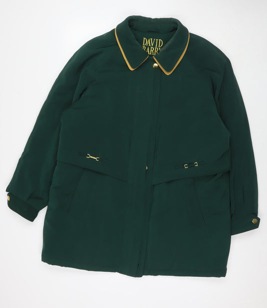 David Barry Womens Green Parka Jacket Size 18 Zip