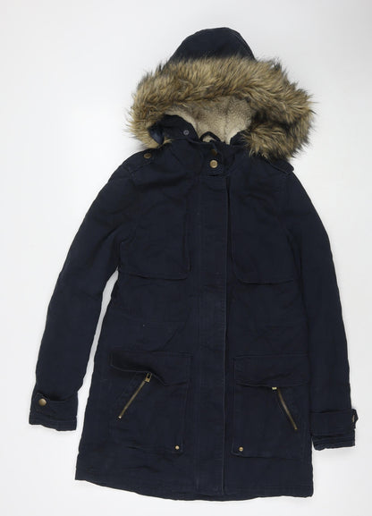 Womens UK Size 6 New Look Blue Parka Coat