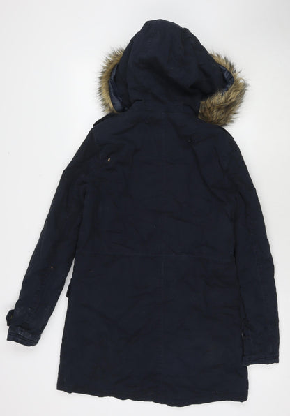 Womens UK Size 6 New Look Blue Parka Coat