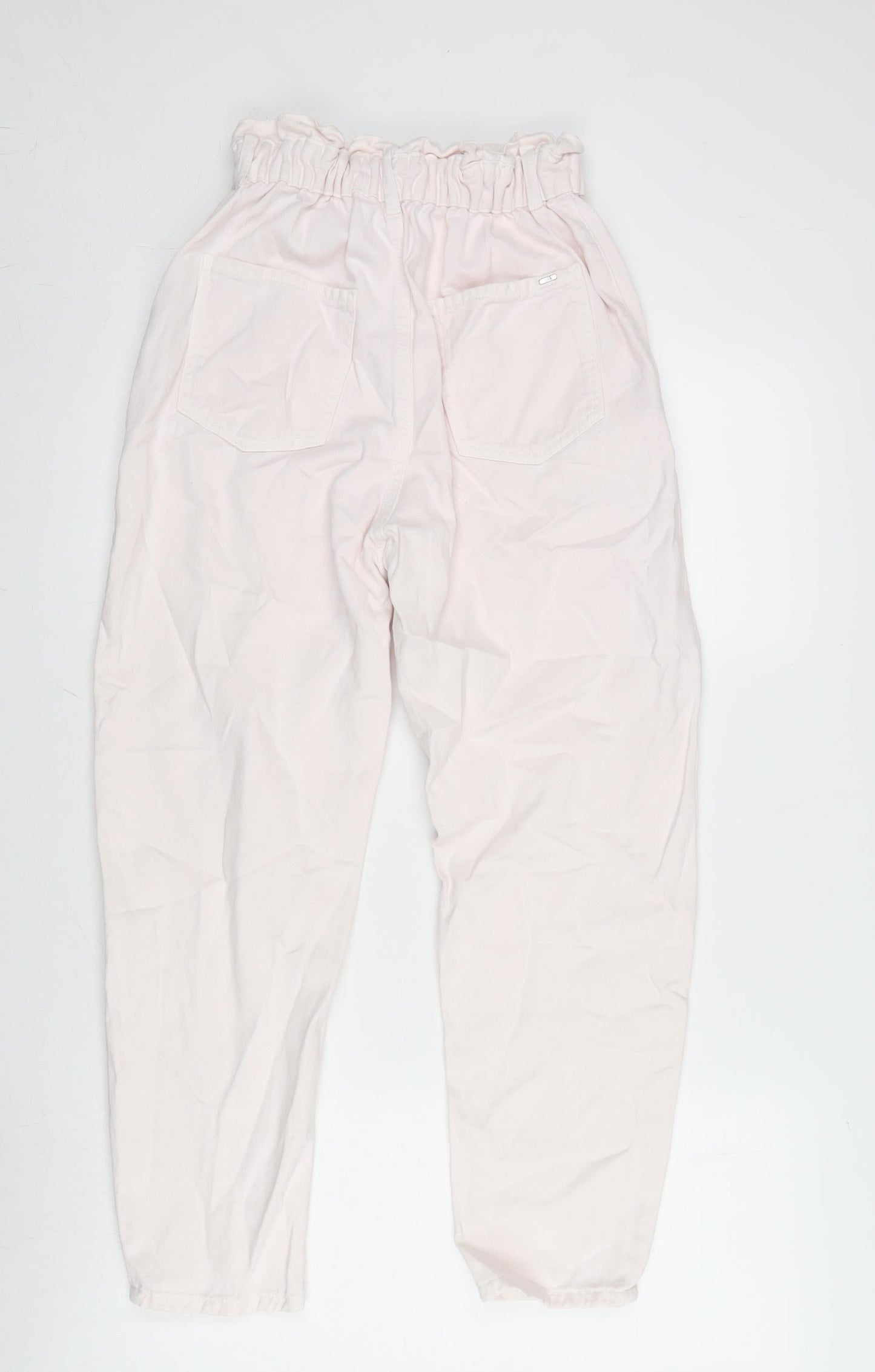 Zara Womens Pink Cotton Tapered Jeans Size 6 L25 in Regular Zip