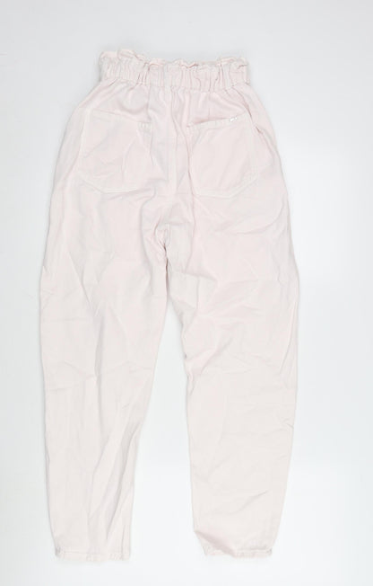 Zara Womens Pink Cotton Tapered Jeans Size 6 L25 in Regular Zip