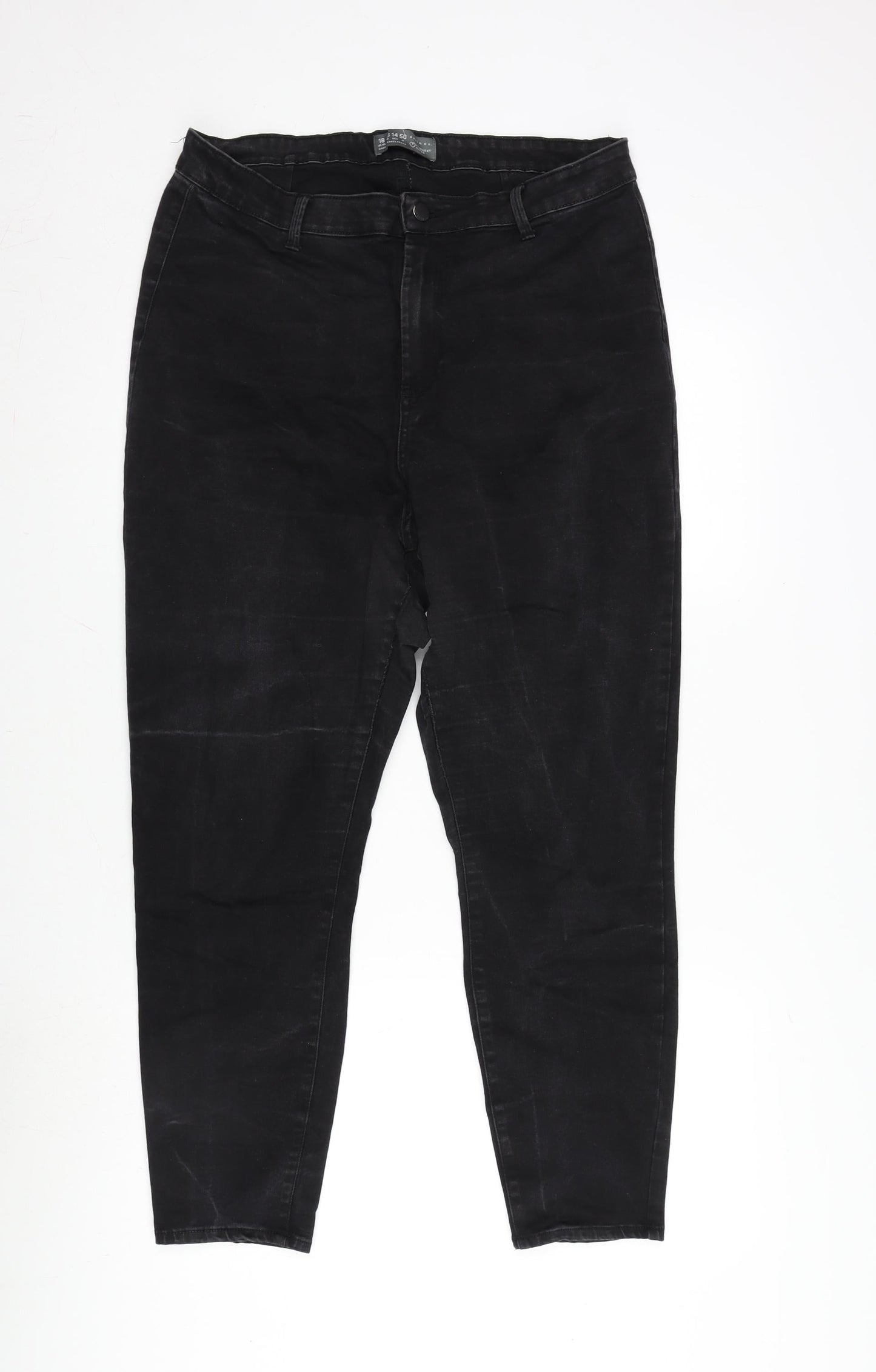 Denim & Co. Womens Grey Cotton Blend Tapered Jeans Size 18 L26 in Regular Tie