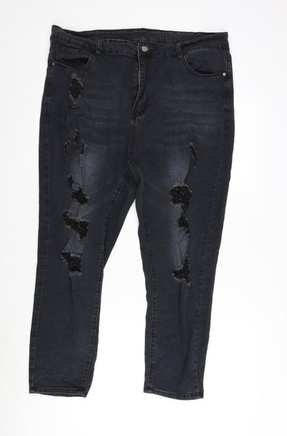 SheIn Womens Grey Cotton Blend Straight Jeans Size 38 in L24 in Regular Zip