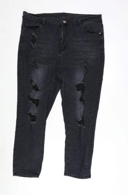 SheIn Womens Grey Cotton Blend Straight Jeans Size 38 in L24 in Regular Zip